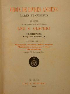 CHOIX DE LIVRES ANCIENS rares et curieux. Sixième partie. Maronica, Machines, Malte, Mariage, Mar...