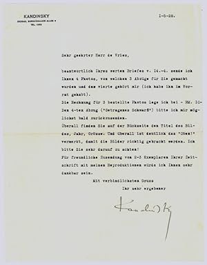 Imagen del vendedor de Typed letter signed ("Kandinsky"). a la venta por Antiquariat INLIBRIS Gilhofer Nfg. GmbH