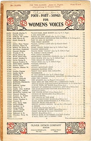 Immagine del venditore per THE TWO CLOCKS (Four-Part for Women's Voices [SSAA], with Piano Accompaniment venduto da SUNSET BOOKS