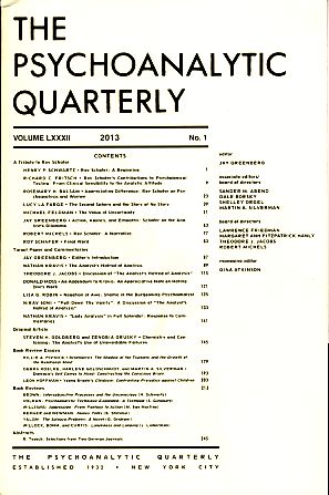 Imagen del vendedor de The Psychoanalytic Quarterly. Volume LXXXII. 2013. No. 1. a la venta por Fundus-Online GbR Borkert Schwarz Zerfa