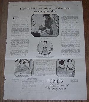 Image du vendeur pour 1921 LADIES HOME JOURNAL POND'S COLD CREAM AND VANISHING CREAM MAGAZINE ADVERTISEMENT mis en vente par Gibson's Books