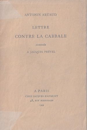 Seller image for Lettre contre la cabale adresse  Jacques Prvel * for sale by OH 7e CIEL