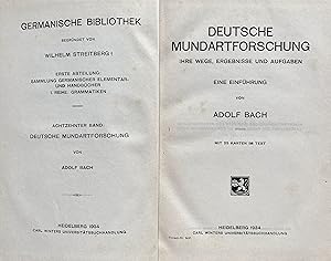 Seller image for Deutsche Mundartforschung: ihre Wege, Ergebnisse und Aufgaben. Eine Einfhrung. for sale by Jack Baldwin Rare Books