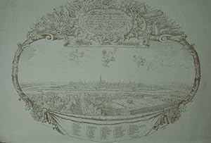 Gesamtansicht der Stadt Wien in ovalem verzierten Rahmenornament, oben mit Titel: "Deß Allerdurch...
