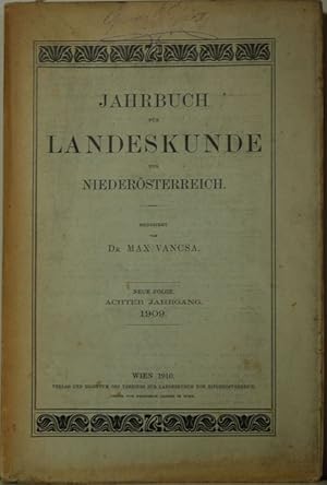 Immagine del venditore per Jahrbuch fr Landeskunde von Niedersterreich. Neue Folge, 8. Jahrgang 1909. venduto da Antiquariat  Braun
