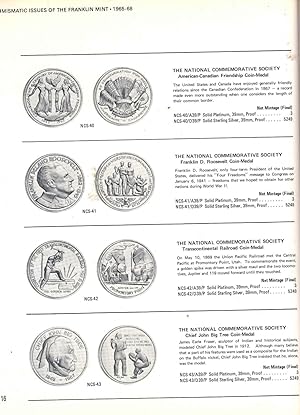 Immagine del venditore per Numismatic issues of the Franklin Mint (Covering the years 1965-1969) ; 1969 Edition ; Price Supplement fo numismatic issues of the Franklin Mint 1965-1968 [The national commemorative society series -- Societe commemorative de femmes celebres series -- The international fraternal commemorative society series -- The britannia commemorative society series -- Catholic commemorative medal society series -- Life of Christ series -- The American negro commemorative society series -- The Franklin Mint version of the Thomason medallic Bible series -- The franklin Mint Presidential Series -- The Franklin Mint history of the UNited States -- Spacecraft medal series -- Half dollar gaming tokens -- One dollar gaming tokens -- Two dollar and two and one venduto da Joseph Valles - Books