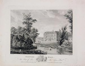 Original Antique Engraving Illustrating Stanford Hall, The Seat of Sir Thomas Cave Bart. Publishe...