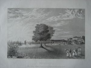 Imagen del vendedor de Original Antique Engraving Illustrating Sennicots, The Seat of Charles Baker Esq. in Sussex. Published By Baxter in 1835. a la venta por Rostron & Edwards