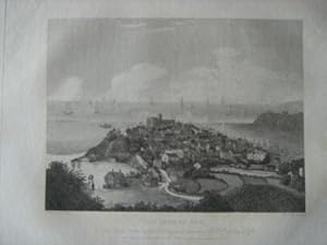 Original Antique Engraving Illustrating a View of the Town of Rye from a Picture Painted in the 1...