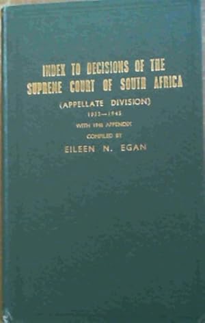 Bild des Verkufers fr Index To Decisions Of The Supreme Court Of South Africa 1933-1945 zum Verkauf von Chapter 1