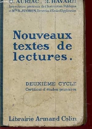 Seller image for NOUVEAUX TEXTES DE LECTURES / DEUXIEME CYCLE - CERTIFICAT D'ETUDES PRIMAIRES. for sale by Le-Livre