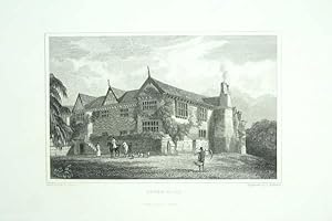 Original Antique Engraving Illustrating Speke Hall in Lancashire. 1850