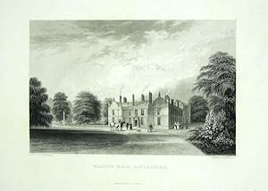 Original Antique Engraving Illustrating Walton Hall in Lancashire. 1850