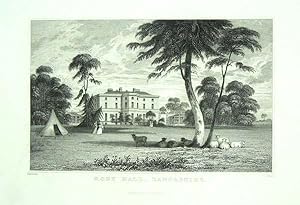 Original Antique Engraving Illustrating Roby Hall in Lancashire. 1850