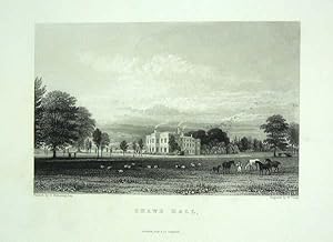 Original Antique Engraving Illustrating Shawe Hall in Lancashire. 1850