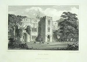 Original Antique Engraving Illustrating Hale Hall in Lancashire. 1850