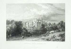 Original Antique Engraving Illustrating Borwick Hall in Lancashire. 1850