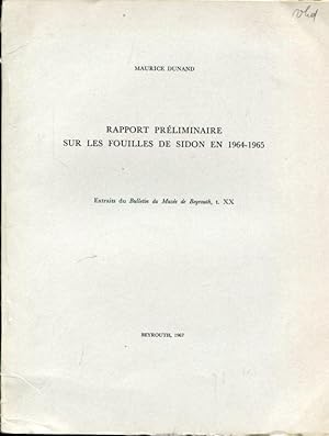 Bild des Verkufers fr Rapport Prliminaire sur les Foulles de Sidon en 1963-1964. zum Verkauf von Antiquariat am Flughafen