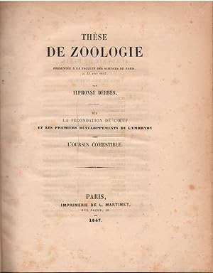 Sur la fécondation de l'oeuf et les premiers développements de l'embryon chez l'oursin comestible