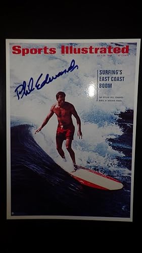 Immagine del venditore per PHIL EDWARDS, Personally SIGNED IN BLUE INK 5 x 7 Glossy PHOTO of SURFING legend surf ,COA,CERTIFICATE OF AUTHENTICITY , SIGNED PHOTO OF COVER OF Sports Illustrated July 18, 1966, venduto da Bluff Park Rare Books
