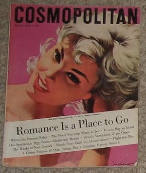 COSMOPOLITAN MAGAZINE (March 1958; Volume-144 #3); Painted Cover of Mylene Demongeot, the New Fac...