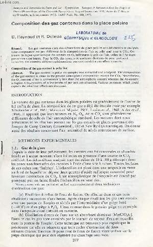Bild des Verkufers fr COMPOSITION DES GAZ CONTENUS DANS LA GLACE POLAIRE zum Verkauf von Le-Livre