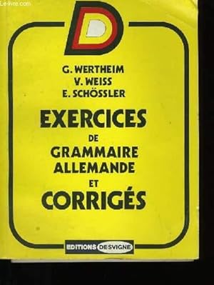 Imagen del vendedor de EXERCICES DE GRAMMAIRE ALLEMANDE ET CORRIGES. a la venta por Le-Livre