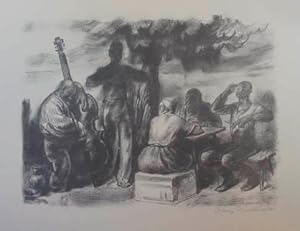 Lithographie "Konzert". Rechts unten in der Platte signiert sowie unterhalb eigenhändig mit Bleis...