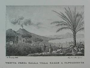 Bild des Verkufers fr Veduta presa dalla Villa Gallo a Capodimonte. Lithographie v. L. Bianchi. Neapel, Guerra 1825, 9 x 13,5 cm zum Verkauf von Antiquariat Johannes Mller