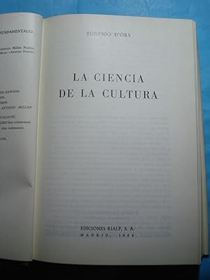 LA CIENCIA DE LA CULTURA: D ORS, Eugenio