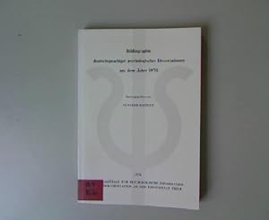 Imagen del vendedor de Bibliographie deutschsprachiger psychologischer Dissertationen aus dem Jahre 1970. Schriftenreihe der Zentralstelle fr psychologische Information und Dokumentation an der Universitt Trier, Band 3. a la venta por Antiquariat Bookfarm