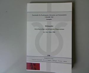 Imagen del vendedor de Bibliographie deutschsprachiger psychologischer Dissertationen aus dem Jahre 1986. Schriftenreihe der Zentralstelle fr psychologische Information und Dokumentation an der Universitt Trier, Band 19. a la venta por Antiquariat Bookfarm