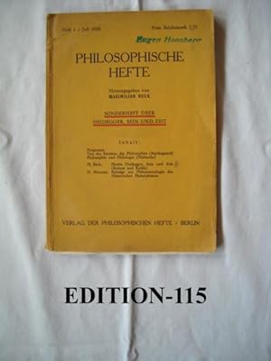 Philosophische Hefte. Sonderheft Über Heidegger, Sein Und Zeit.