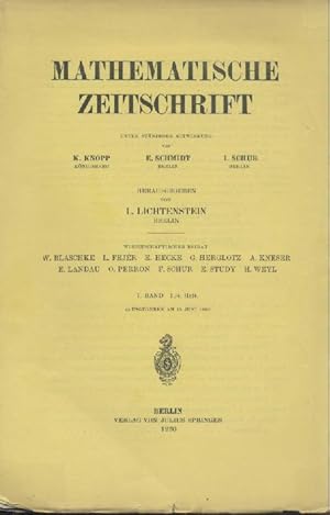 Mathematische Zeitschrift. Unter ständiger Mitwirkung von Konrad Knopp, Erhart Schmidt u. Issai S...