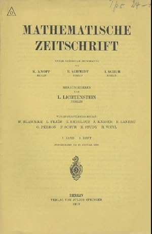 Mathematische Zeitschrift. Unter ständiger Mitwirkung von Konrad Knopp, Erhart Schmidt u. Issai S...