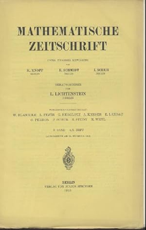 Mathematische Zeitschrift. Unter ständiger Mitwirkung von Konrad Knopp, Erhart Schmidt u. Issai S...