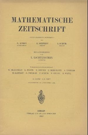 Mathematische Zeitschrift. Unter ständiger Mitwirkung von Konrad Knopp, Erhart Schmidt u. Issai S...