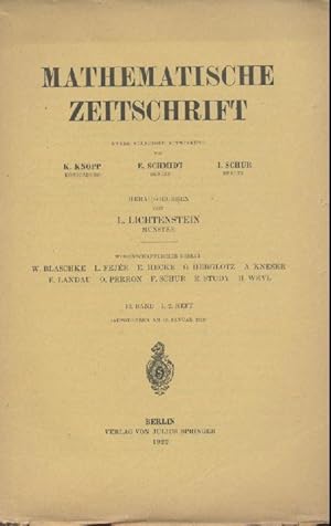 Mathematische Zeitschrift. Unter ständiger Mitwirkung von Konrad Knopp, Erhart Schmidt u. Issai S...