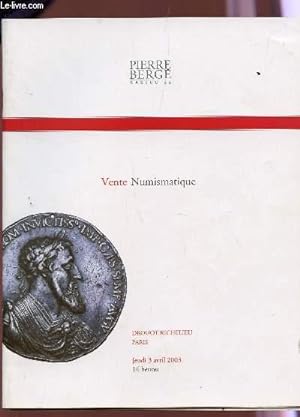 Bild des Verkufers fr VENTE NUMISMATIQUE - A DROUOT RICHELIEU LE 3 AVRIL 2003. zum Verkauf von Le-Livre
