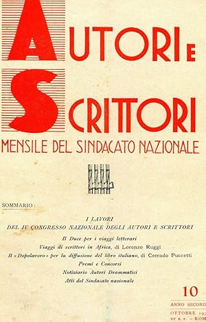 AUTORI E SCRITTORI - direttore TOMMASO FILIPPO MARINETTI con CORRADO GOVONI dir. responsabile - 1...