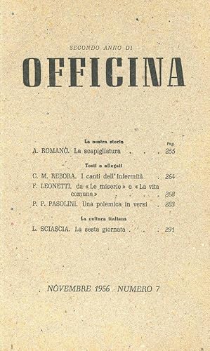 OFFICINA, rivista bimestrale di poesia 1956 - num. 07 de novembre 1956 - PRIMA SERIE, Bologna, Ca...