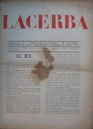 LACERBA, quindicinale - 1915 - num. 01- del 03 gennaio 1915 . anno terzo., Firenze, Vallecchi, 1915