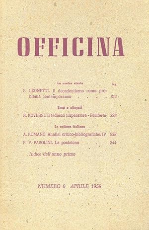 OFFICINA, rivista bimestrale di poesia 1956 - num. 06 dell'aprile 1956 - PRIMA SERIE, Bologna, Ca...