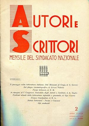 AUTORI E SCRITTORI - direttore TOMMASO FILIPPO MARINETTI con CORRADO GOVONI dir. responsabile - 1...