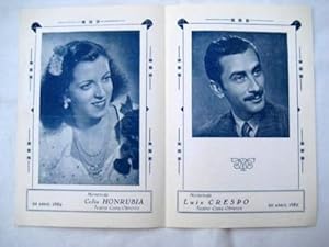 Imagen del vendedor de Folleto Publicidad - Advertising Brochure: HOMENAJE A CELIA HONRUBIA Y LUIS CRESPO a la venta por Librera Maestro Gozalbo