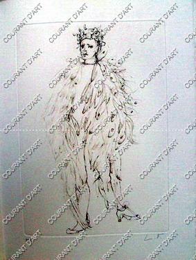 LEONOR FINI. L'ANGE. GRAVURE ORIGINALE HORS COMMERCE. SIGNEE PAR L'ARTISTE - LES ELUS DE LA NUIT....