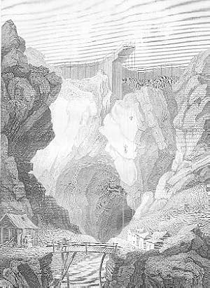 "Fahlun-Minen in Schweden". Original - Stahlstich (anonym), Blattgröße: 26,5 x 17,5 cm, um 1840.