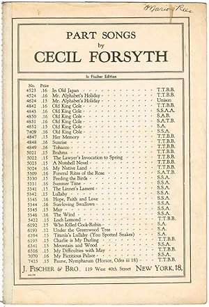 Bild des Verkufers fr Old King Cole (For Three-Part Song for Females Voices[SSA]), with Piano Accompaniment zum Verkauf von SUNSET BOOKS