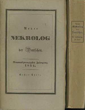 Bild des Verkufers fr Neuer Nekrolog der Deutschen. Neunundzwanzigster Jahrgang, 1851. Komplett in 2 Teilen. zum Verkauf von Antiquariat Carl Wegner