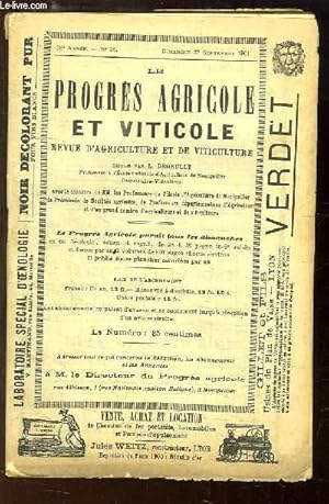 Seller image for Le Progrs Agricole et Viticole, N38 - 18me anne : Traitement des vendanges atteintes de pourriture grise - Raisins de luxe, Gnral Lamarmora (sans la planche - Lieuses de paille pour batteuses . for sale by Le-Livre